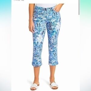 NINE WEST Women's Chrystie Denim Capri Denim Blue Print 12 pants trousers crop